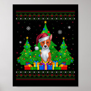 Poster Doux moche arbre de Noël Santa Hat Basenji Chien