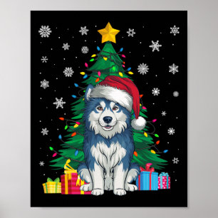 Poster Doux moche Xmas Arbre Lumières Alaskan Malamute Ch