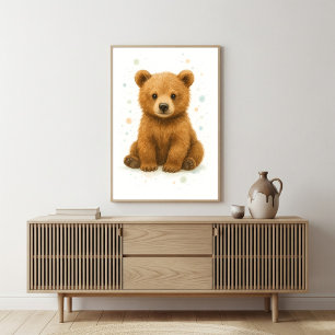 Poster Doux ours bébé - Art aquarelle