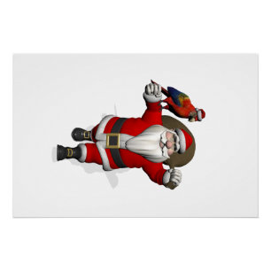 Poster Doux Père Noël aime les perroquets aras