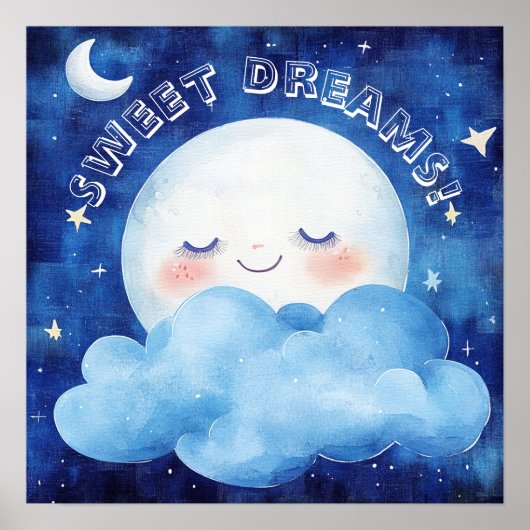 Poster Doux Rêves Ciel de Nuit Bleu (Devant)
