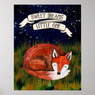 Poster Doux Rêves Petit Un - Art de nurserie Renard Endor