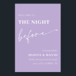 Poster Doux Violet La Nuit Avant La Répétition<br><div class="desc">Bienvenue à vos invités dans votre dîner de répétition avec notre enchanteresse Dusty Purple "La nuit avant" Affiche de bienvenue de répétition. Ce panneau magnifiquement conçu donne le ton parfait pour votre célébration pré-mariage, avec une toile de fond mauve et poussiéreuse qui respire l'élégance et le charme. Fabriqué à partir...</div>