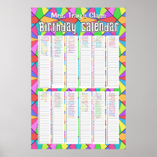 Poster Douze Couleurs Calendrier Anniversaire Personnalis