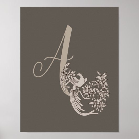 Poster Dove Elegant Monogram Initial A  Marron (Devant)