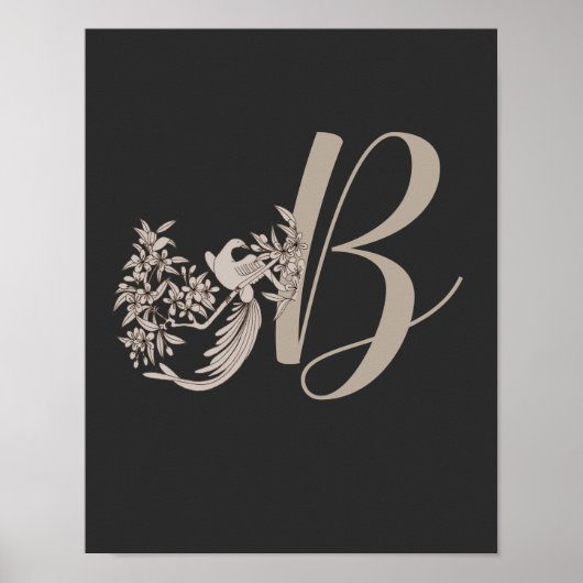 Poster Dove Elegant Monogramme Initiale B  (Devant)