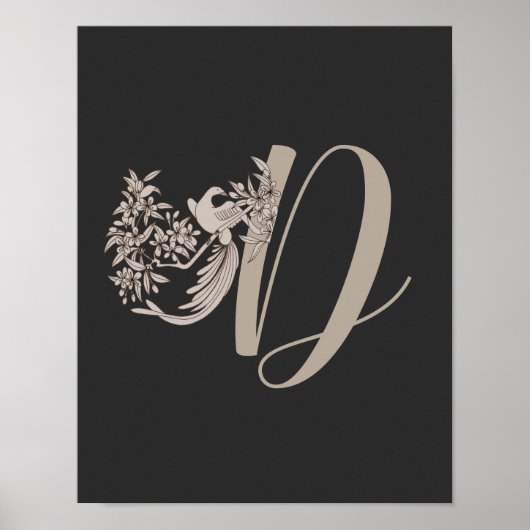 Poster Dove Elegant Monogramme Initiale D   (Devant)