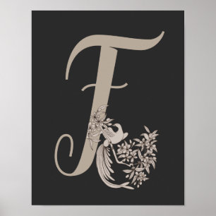Poster Dove Elegant Monogramme Initiale F