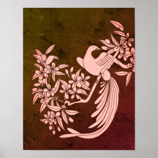 Poster Dove On Branch Oiseau Motif Art (Devant)