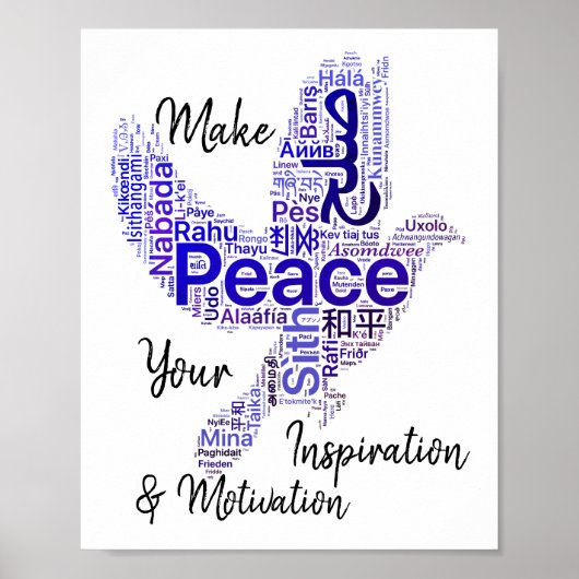 Poster Dove Word Art Inspirational Citation Paix (Devant)
