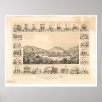 Poster Downieville, CA Carte panoramique 1856 (0522A)