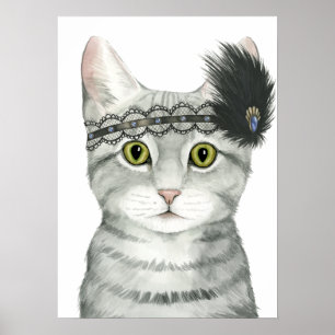 Poster Downton Cat Bejewted With Lace