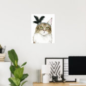 Poster Downton Cat | Orné De Plumes (Bureau à domicile)