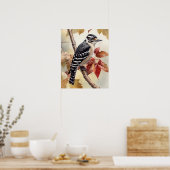 Poster Downy Woodpecker Oiseau Art Imprimer l'affiche (Cuisine)