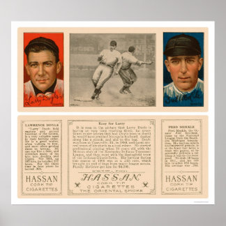Poster Doyle et Merkle Giants Baseball 1912