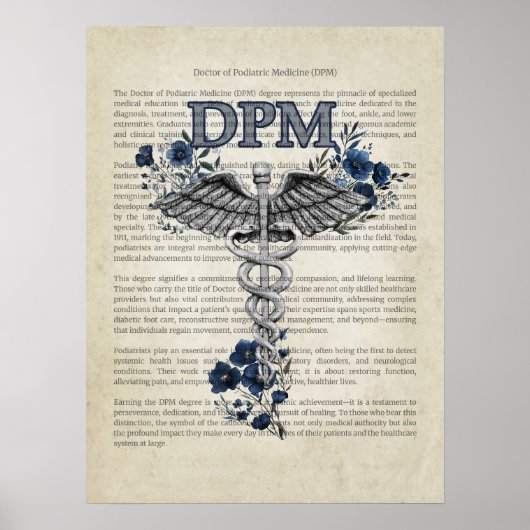 Poster DPM Caduceus Docteur en Podiatrie (Devant)