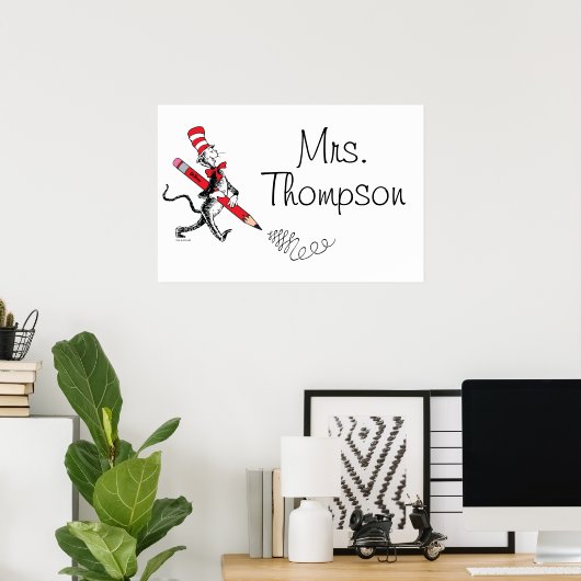 Poster Dr. Seuss | Chapeau Clown Nom Écrit (Bureau à domicile)