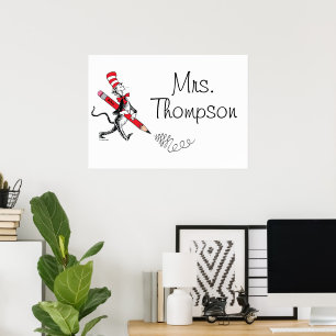 Poster Dr. Seuss Chapeau Clown Nom Écrit