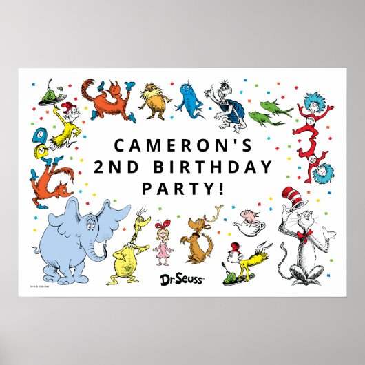Poster Dr. Seuss Character Confetti | ANNIVERSAIRE DE ENF (Devant)