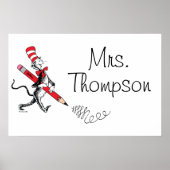 Poster Dr Seuss | Chat dans le nom écrit du Casquette (Devant)