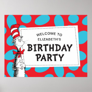 Poster Dr. Seuss Fête d'anniversaire du Chat dans le Ch