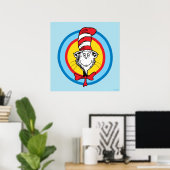 Poster Dr. Seuss | Graphisme de tête de chat dans le chap (Bureau à domicile)