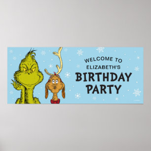 Poster Dr. Seuss Grinch Bienvenue d'anniversaire d'hive