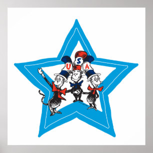 Poster Dr Seuss   Little Cats USA Graphisme Casquette