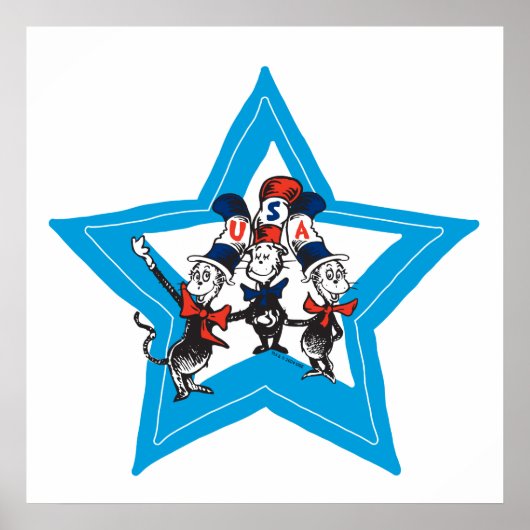 Poster Dr Seuss | Little Cats USA Graphisme Casquette (Devant)