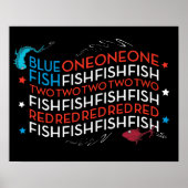Poster Dr Seuss | Poisson rouge poisson bleu US Drapeau g (Devant)