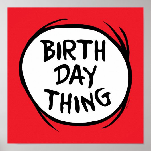 Poster Dr Seuss Thing 1 Chose 2 - Chose d'anniversaire (Devant)
