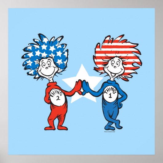 Poster Dr Seuss | Une chose Deux graphiques patriotiques (Devant)