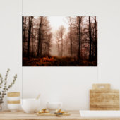 Poster Drac red foggy winter snowless forest (Cuisine)