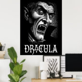 Poster Dracula Portrait noir et blanc (Bureau à domicile)