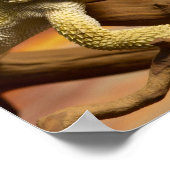 Poster Dragon à épaulettes (Pogona Vitticeps) sur branche (Coin)