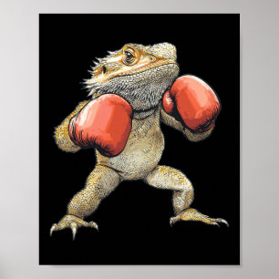 Poster Dragon À Portes Habillé Comme Une Boxe Drôle Boxe 