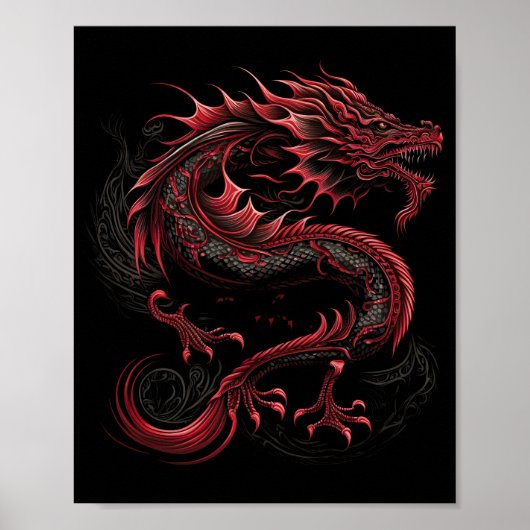 Poster dragon à tête jaune-verte (Devant)
