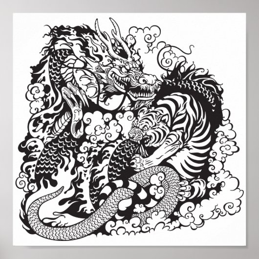 Poster dragon and tiger figfigting (Devant)