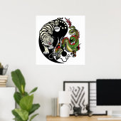 Poster dragon and tiger yin yang (Bureau à domicile)