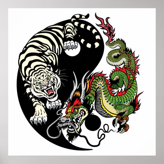 Poster dragon and tiger yin yang (Devant)