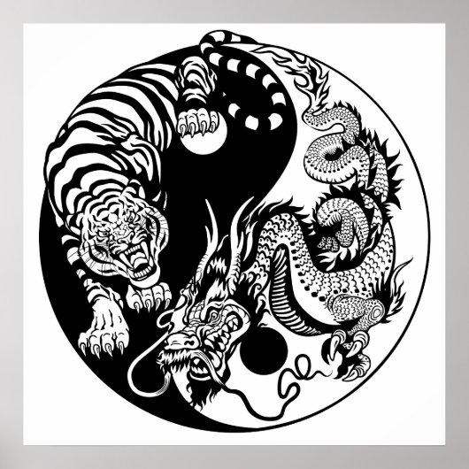Poster dragon and tiger yin yang (Devant)