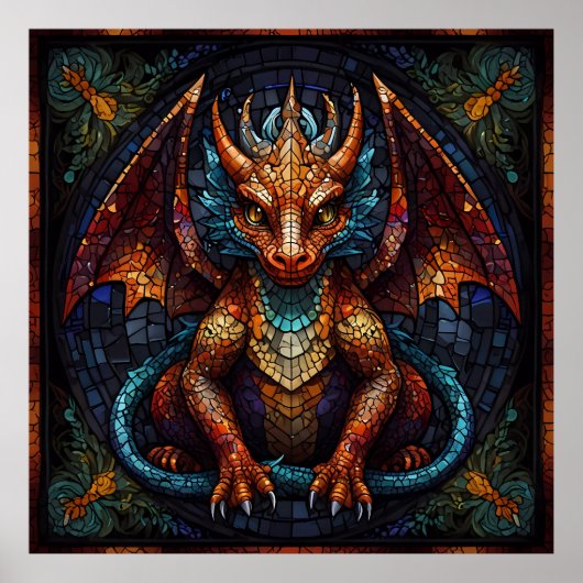 Poster Dragon arc-en-ciel multicolore (Devant)