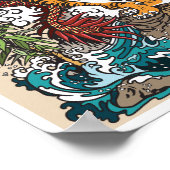 Poster Dragon asiatique contre tigre. ART graphique (Coin)
