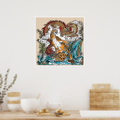 Poster Dragon asiatique contre tigre. ART graphique (Cuisine)
