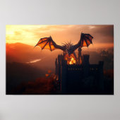 Poster Dragon attaquant un château (Devant)