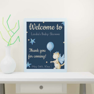 Poster Dragon avec Baby shower de garçon de ballon Bienve