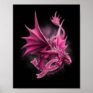Poster Dragon Avec Ribbon Sensibilisation au cancer du se