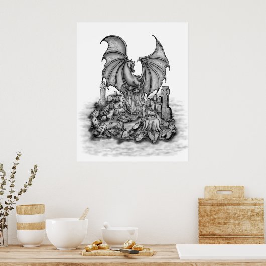 Poster Dragon avec Zombie (Cuisine)