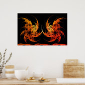 Poster Dragon Battle Fractal Art (Cuisine)
