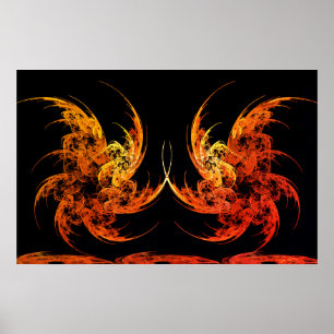 Poster Dragon Battle Fractal Art
